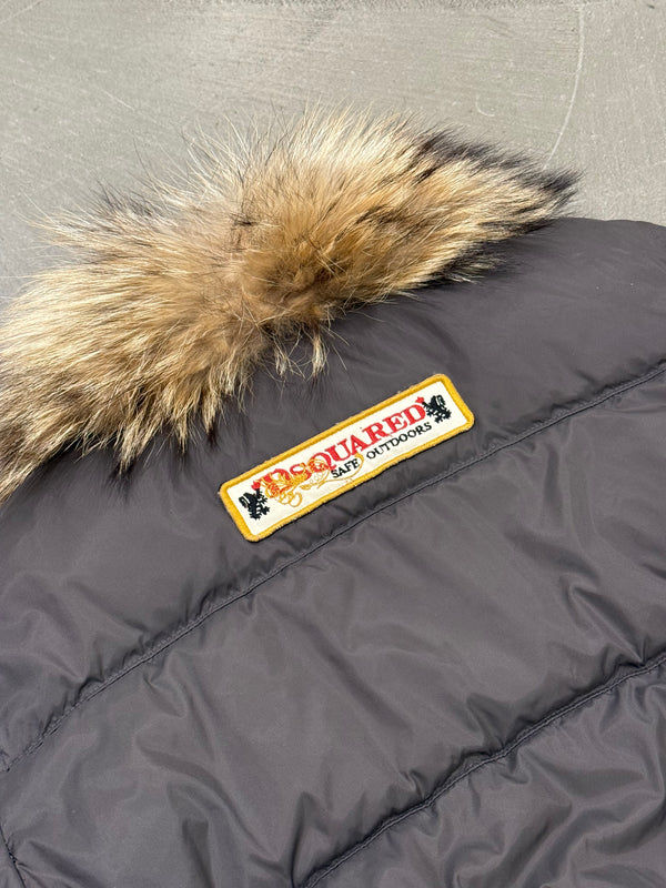 2000s Dsquared2 cropped puffer jacket with real murmanski fur