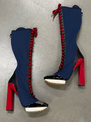 S/S2017 Versace iconic runway neoprene multi color high boots