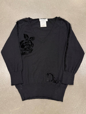 A/W2005 Christian Dior by John Galliano velvet logo rose knit