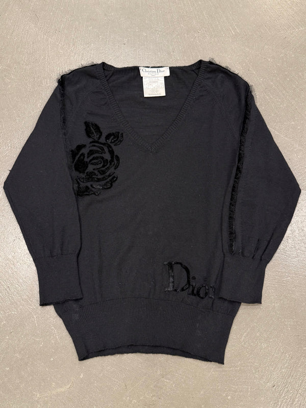A/W2005 Christian Dior by John Galliano velvet logo rose knit