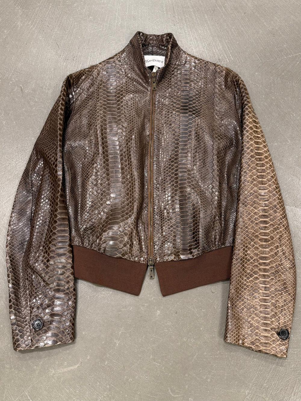 2000s Yves Saint Laurent python skin bomber jacket