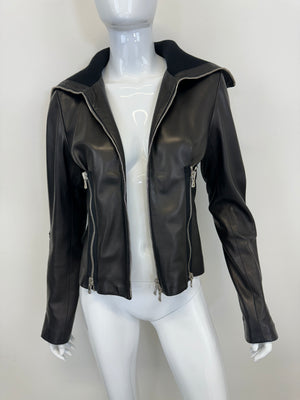 A/W 2003 Dolce & Gabbana full zipper high neck leather jacket