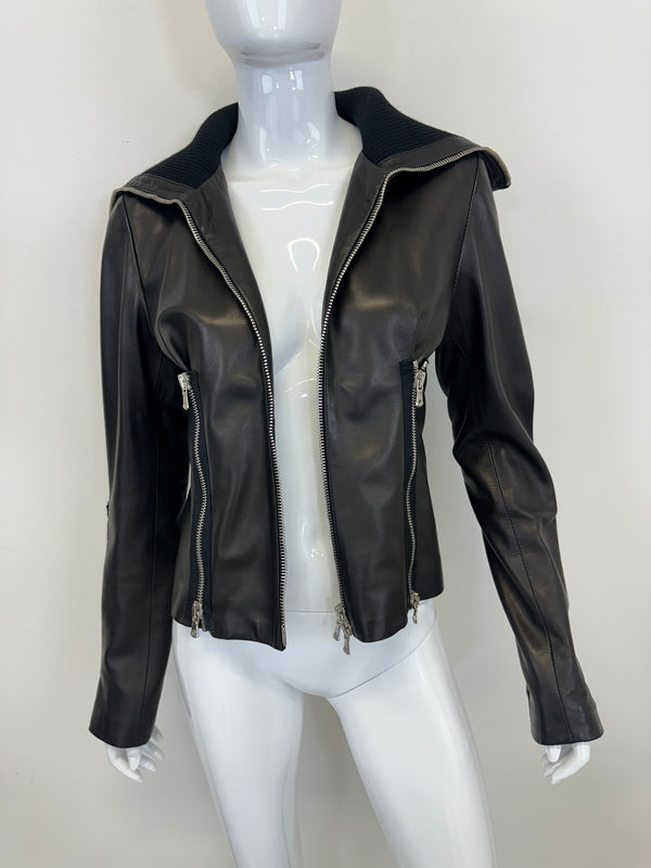 A/W 2003 Dolce & Gabbana full zipper high neck leather jacket