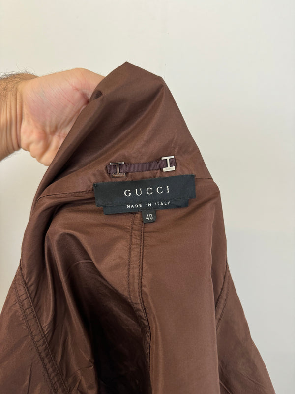 F/W 2002 Gucci by Tom Ford Brown Silk Baggy Kimono Jacket