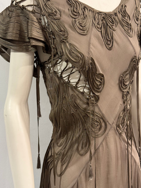 2000s Jean Paul Gaultier fringe silk chiffon dres