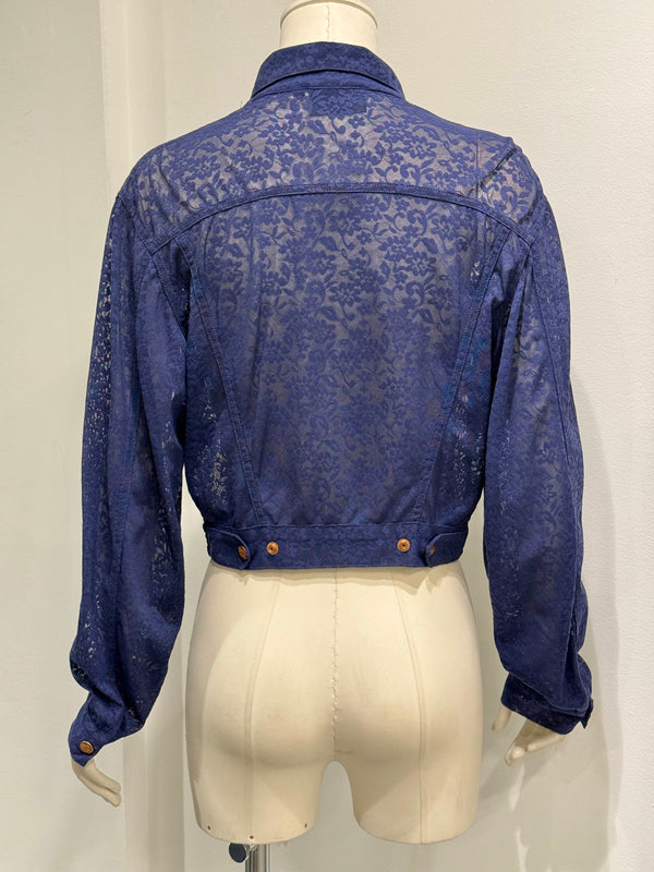 1990s Jean Paul Gaultier transparent lace bomber jacket