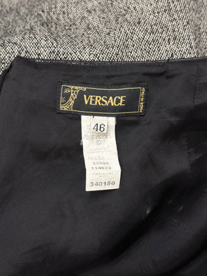 2000s Gianni Versace bondage studded wool skirt
