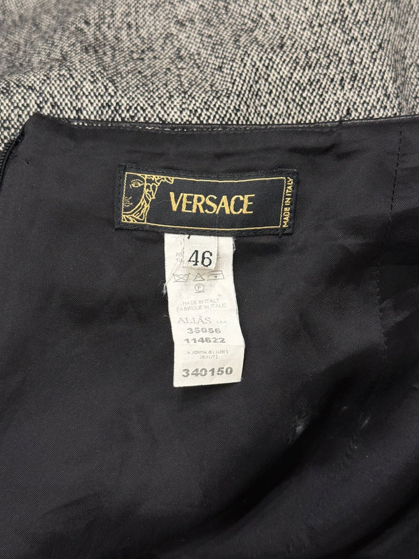 2000s Gianni Versace bondage studded wool skirt