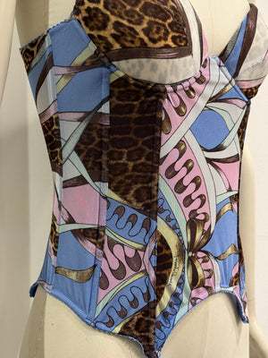 2000s Roberto Cavalli printed corset top