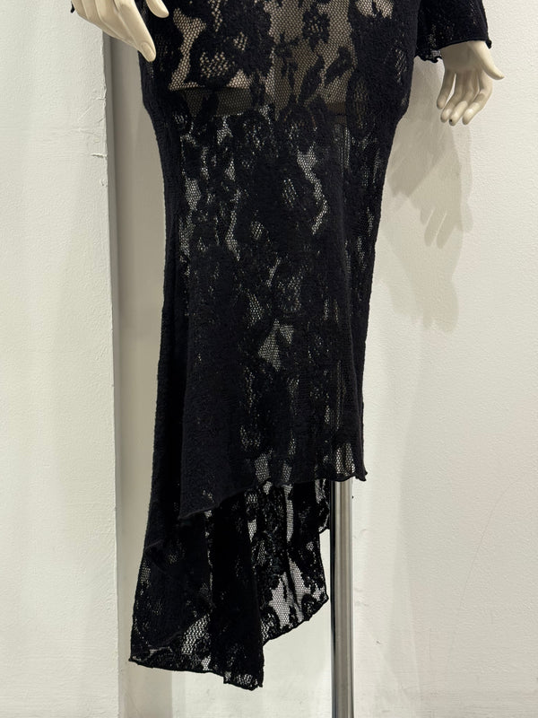2000s Roberto Cavalli black lace mermaid dress