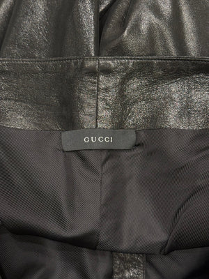 2000s Gucci by Tom Ford blistered leather wide pants