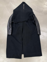 Load image into Gallery viewer, 2000s Rick Owens giant hood coat with leather sleeves
