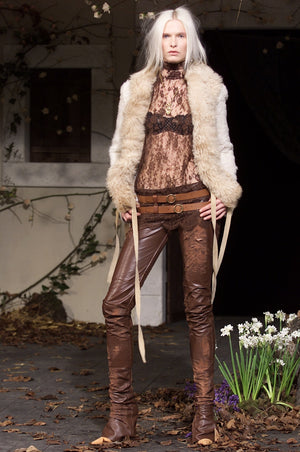 A/W2001 Dolce & Gabbana iconic runway over-heel distressed leather pants