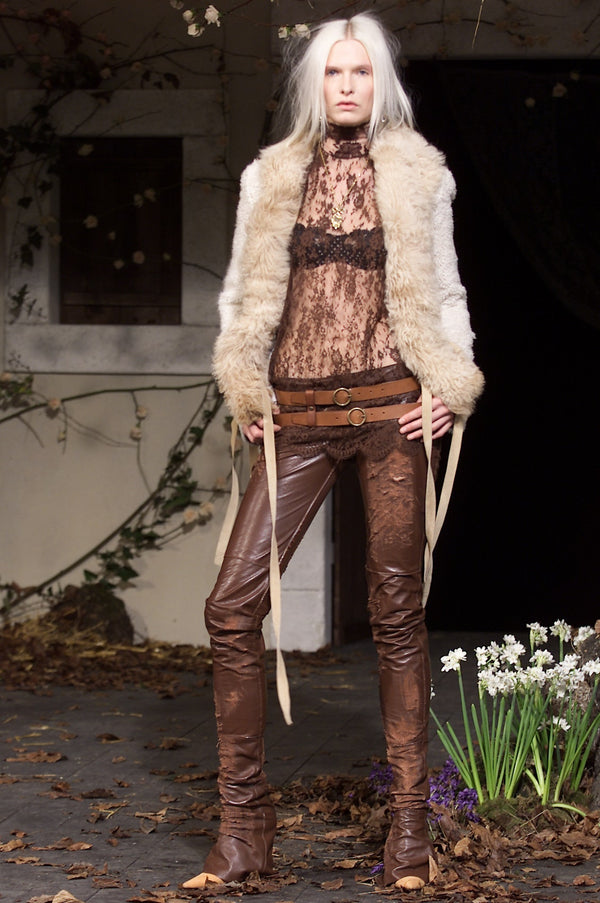 A/W2001 Dolce & Gabbana iconic runway over-heel distressed leather pants
