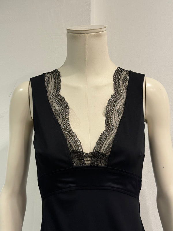 2000s Roberto Cavalli lace trim midi dress