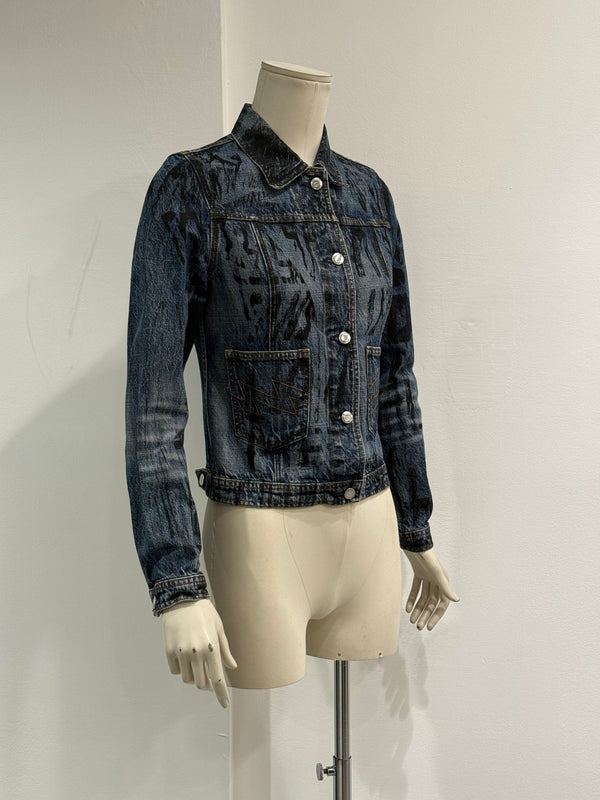 A/W 1997-1998 Walter Van Beirendonck “kiss the future” painted denim jacket