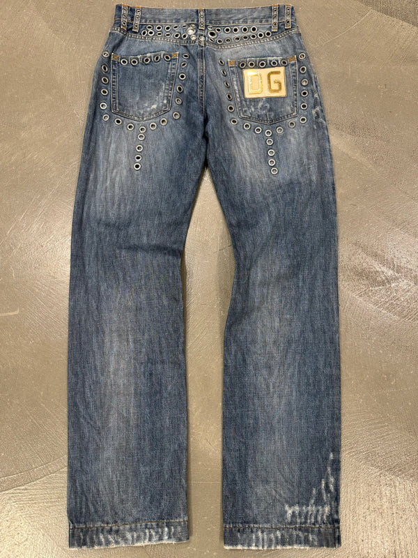 S/S 2006 Dolce & Gabbana runway studded eyelet jeans