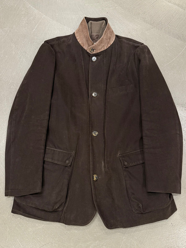 Loro Piana brown suede jacket with contrast collar