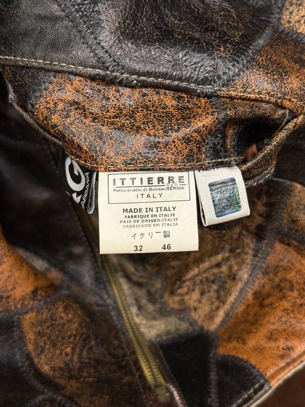 2000s Dolce & Gabbana patchwork 2-in-1 reversible leather jacket
