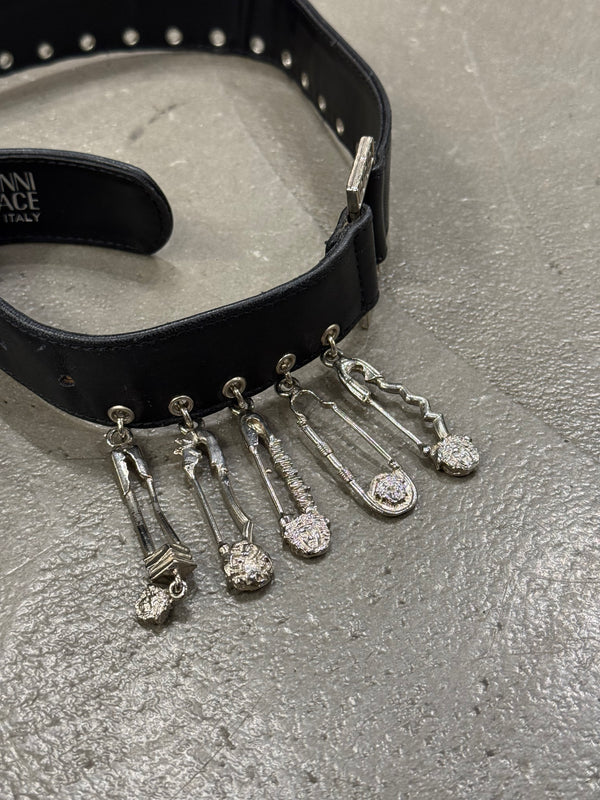 1990s Gianni Versace safety pin leather belt