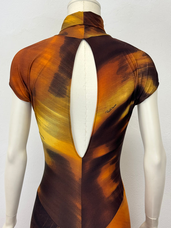 A/W2000 Roberto Cavalli tiger print cut-out dress