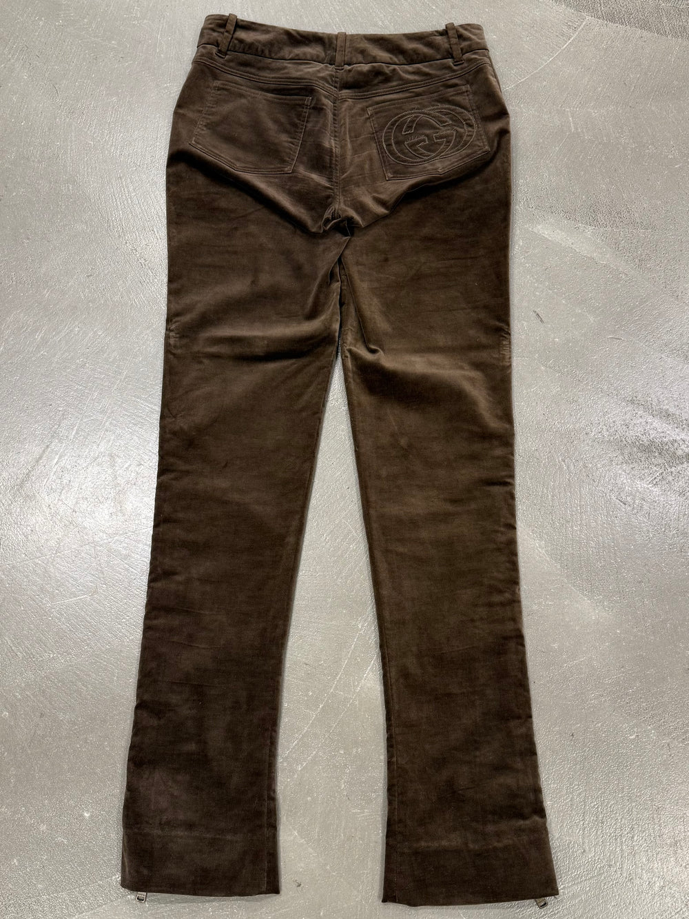 2003 Gucci by Tom Ford zipper flared velour pants