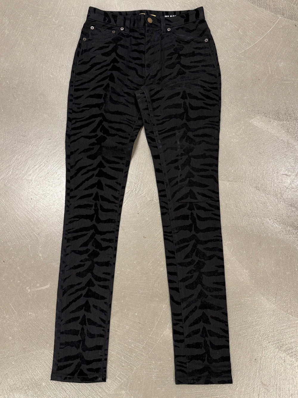 2019 Saint Laurent skinny jeans with zebra print
