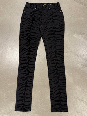 2019 Saint Laurent skinny jeans with zebra print