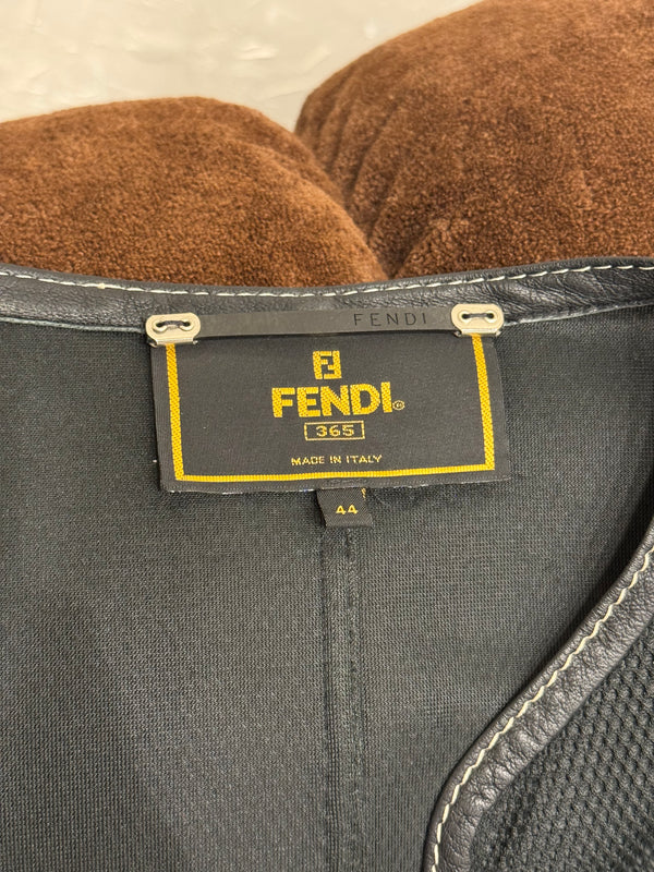 2000s Fendi 3-piece mesh set with leather trim