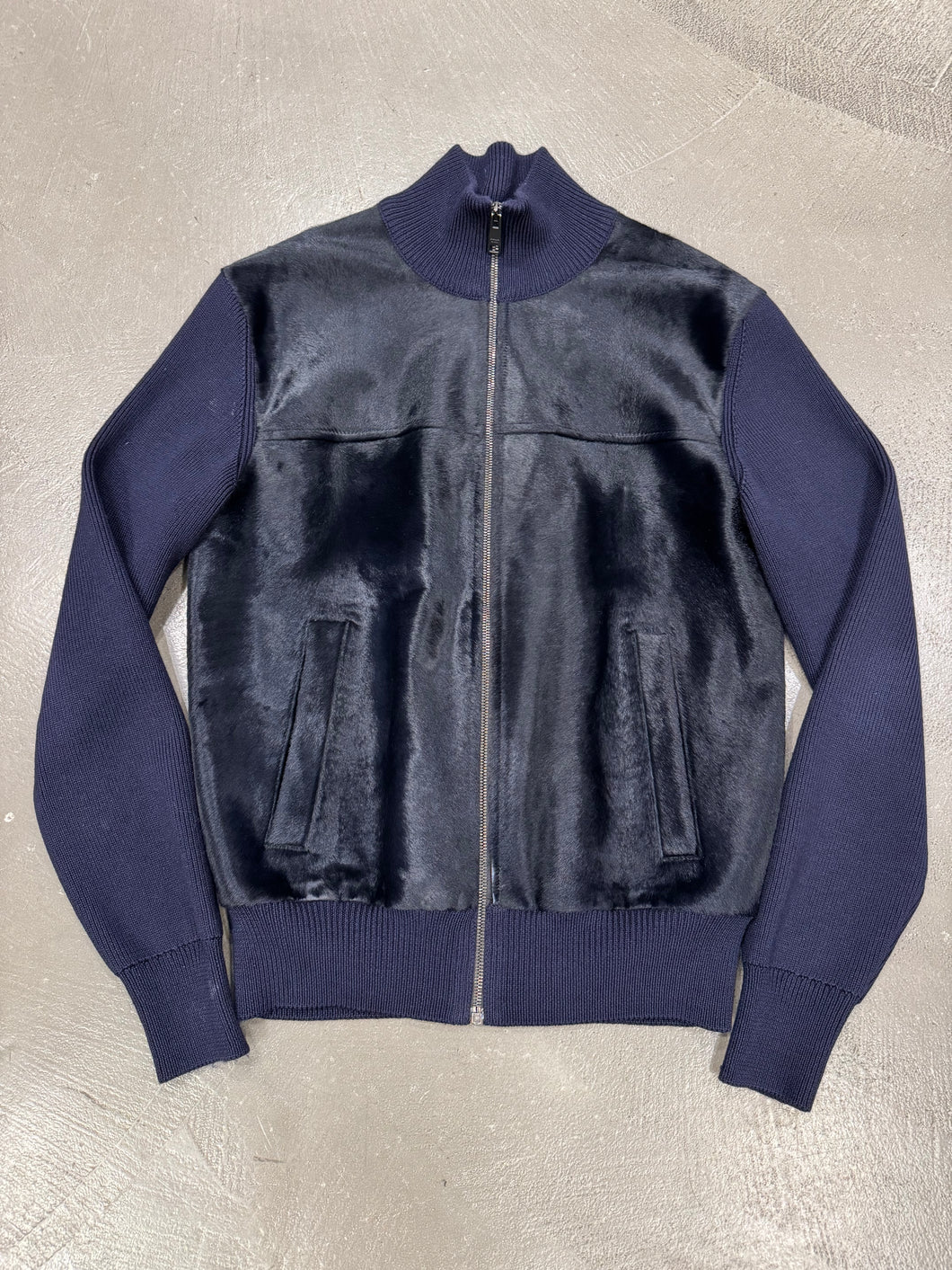 2010s Prada pony hair hybrid wool cardigan