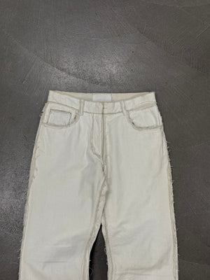 A/W2004 Maison Margiela white raw edge straight-leg pants