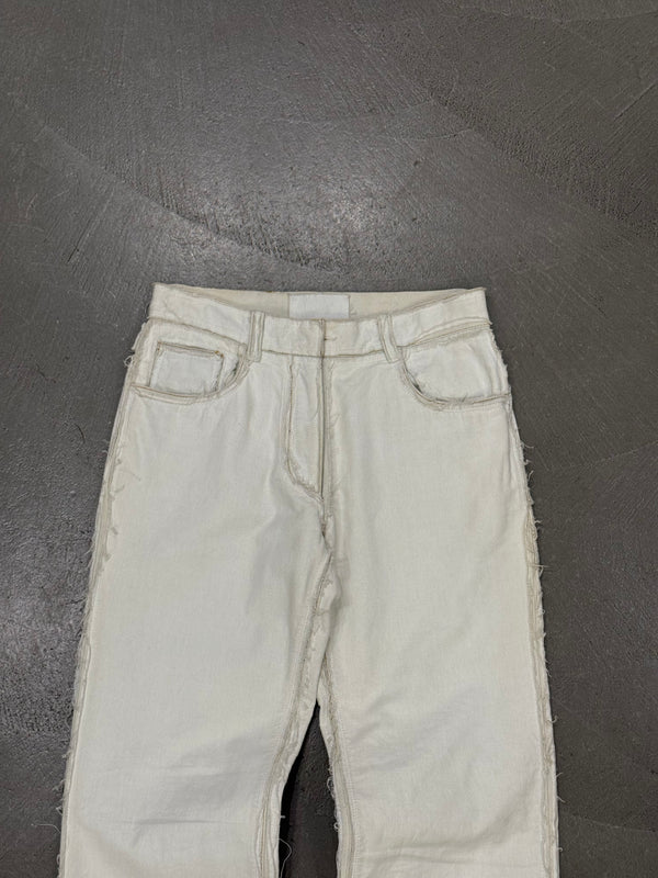 A/W2004 Maison Margiela white raw edge straight-leg pants