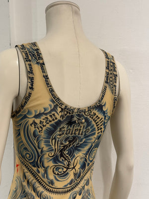 2000s Jean Paul Gaultier printed mesh tank top