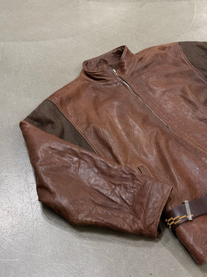 1980s Gianni Versace metallic chainmail belted leather jacket