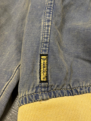 2000s Armani horse leather hybrid bomber jacket