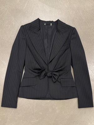 2004 Gucci by Tom Ford pinstripe bow blazer