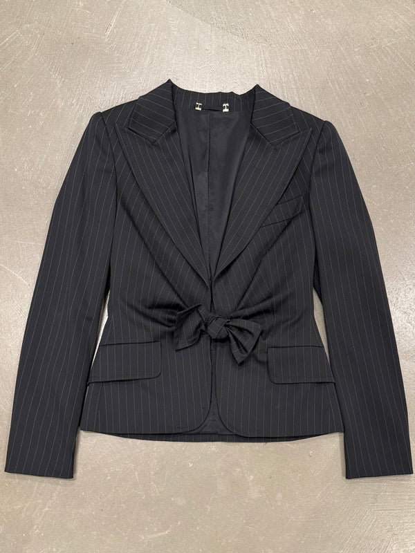 2004 Gucci by Tom Ford pinstripe bow blazer