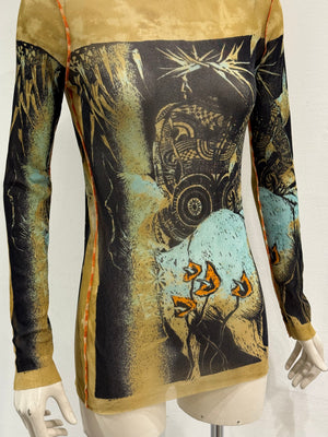 2000s Jean Paul Gaultier mesh long sleeve top