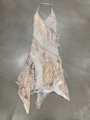 S/S2011 Roberto Cavalli crocodile print fringe halter mini dress