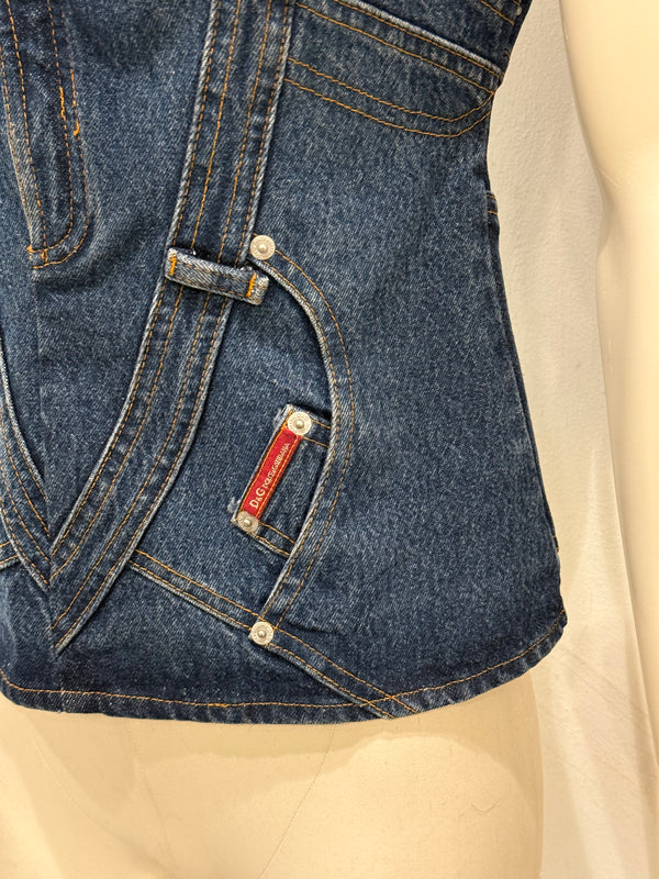 1990s Dolce & Gabbana denim corset top new with tags