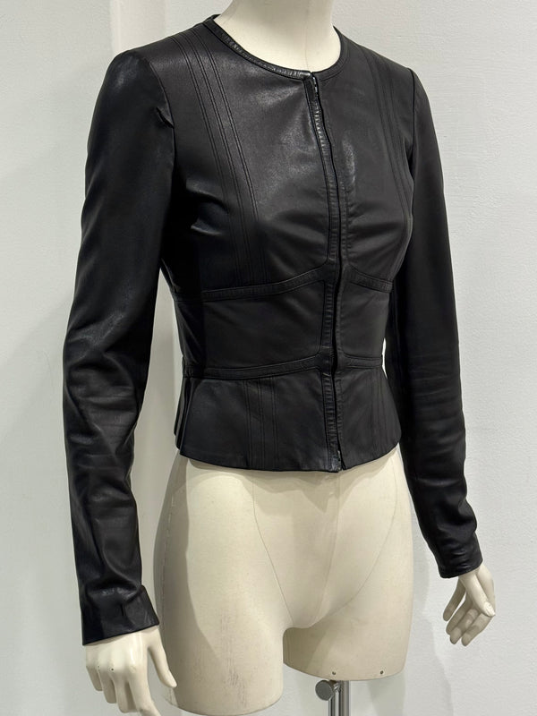 2000s Gucci by Tom Ford cropped paneled leather jacket