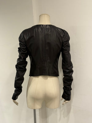 S/S2003 Gucci by Tom Ford corseted cropped runway leather jacket