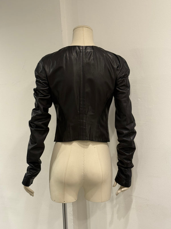 S/S2003 Gucci by Tom Ford corseted cropped runway leather jacket