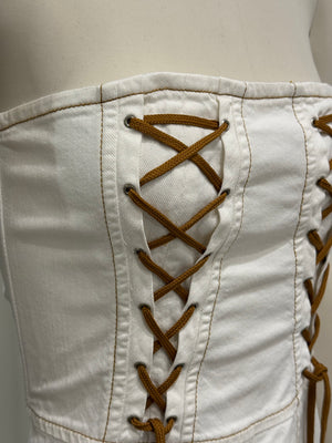 2000s Dolce & Gabbana lace-up midi white dress