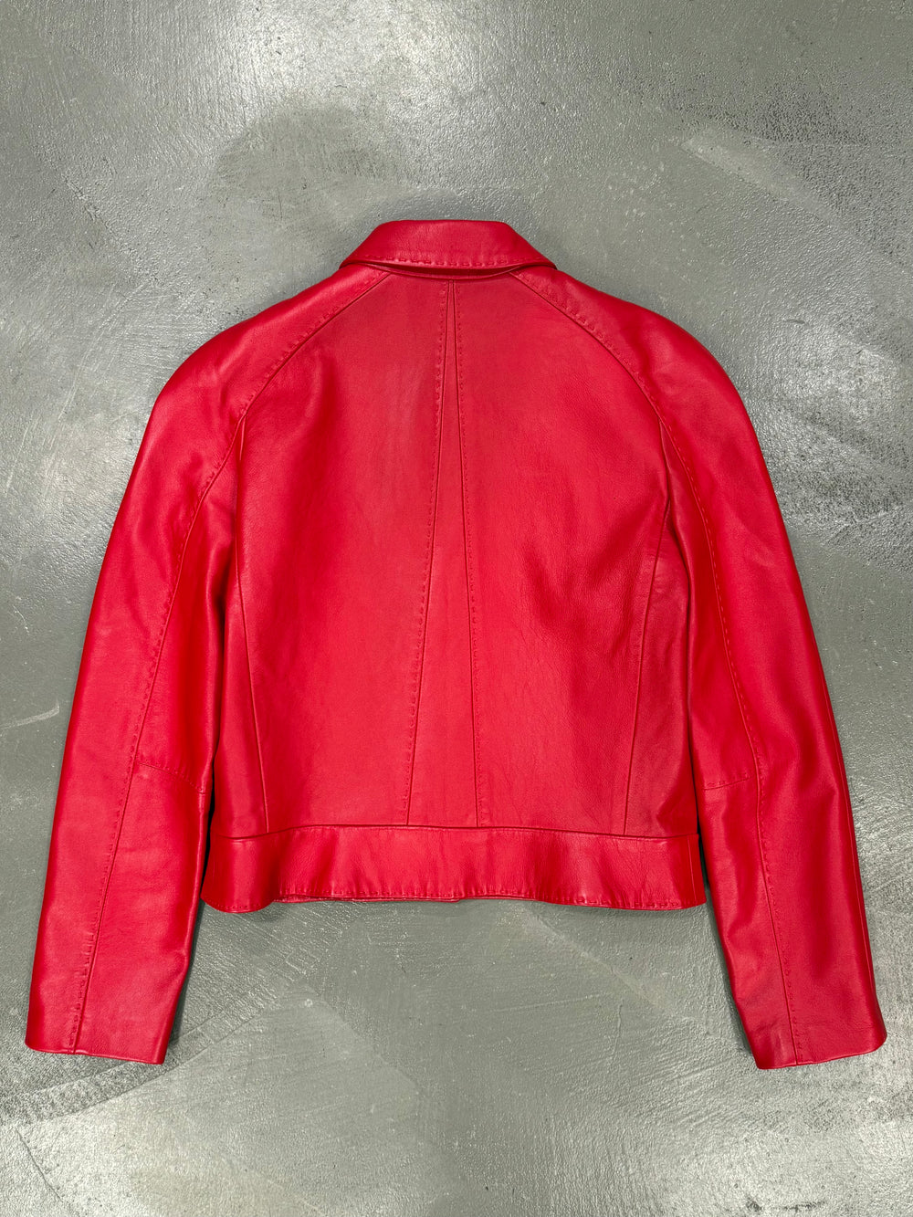 2000s Mugler red leather jacket