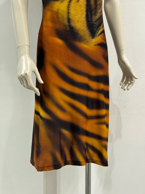 A/W2000 Roberto Cavalli cut-out tiger print dress