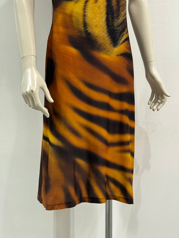 A/W2000 Roberto Cavalli cut-out tiger print dress