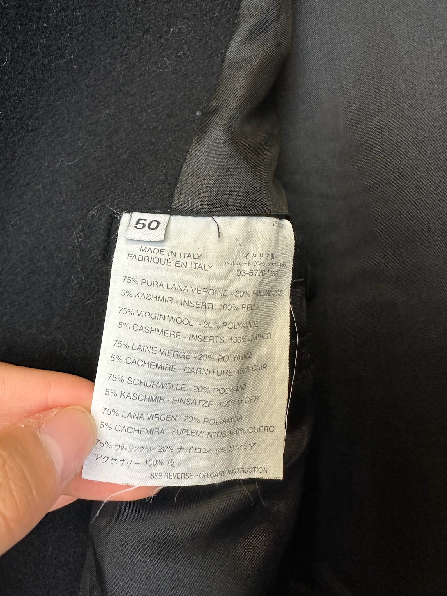 AW2001 Helmut Lang double breasted leather mask coat