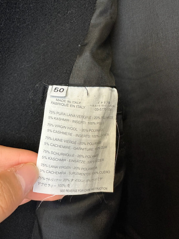 AW2001 Helmut Lang double breasted leather mask coat