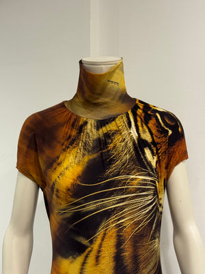 A/W2000 Roberto Cavalli cut-out tiger print dress
